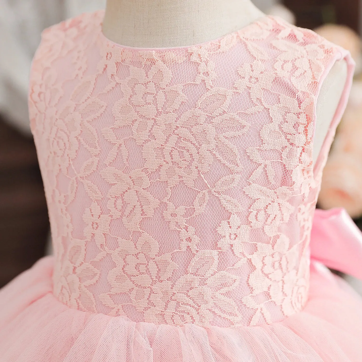 Flower Girls Dress 2-6 Yrs Lace Girls Princess Wedding Birthday Party Baby Summer Dress