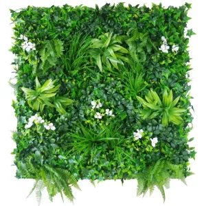 Flowering White Jasmine Fake Green Wall / Artificial Vertical Garden 1m x 1m UV Resistant