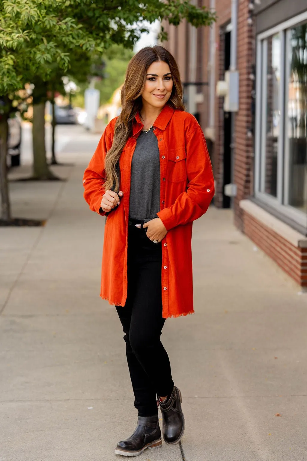 Frayed Accented Tunic Shacket