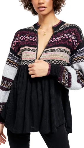 Free People Cozy Cottage Sweater Black