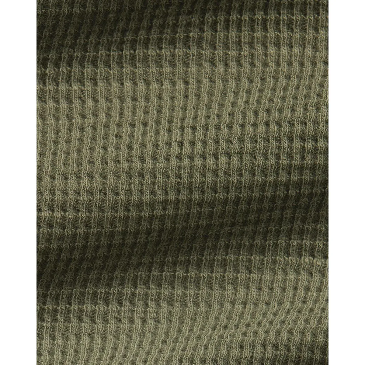 Garment-Dyed Waffle-Knit Henley Shirt Olive