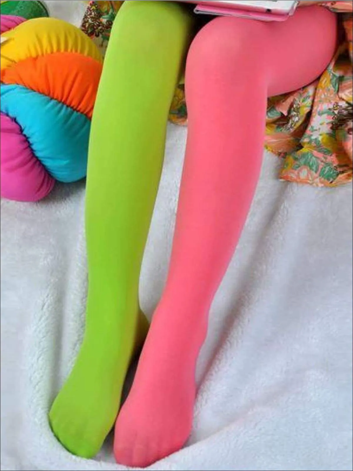 Girls Candy Color-Block Tights (Multiple Color Options)