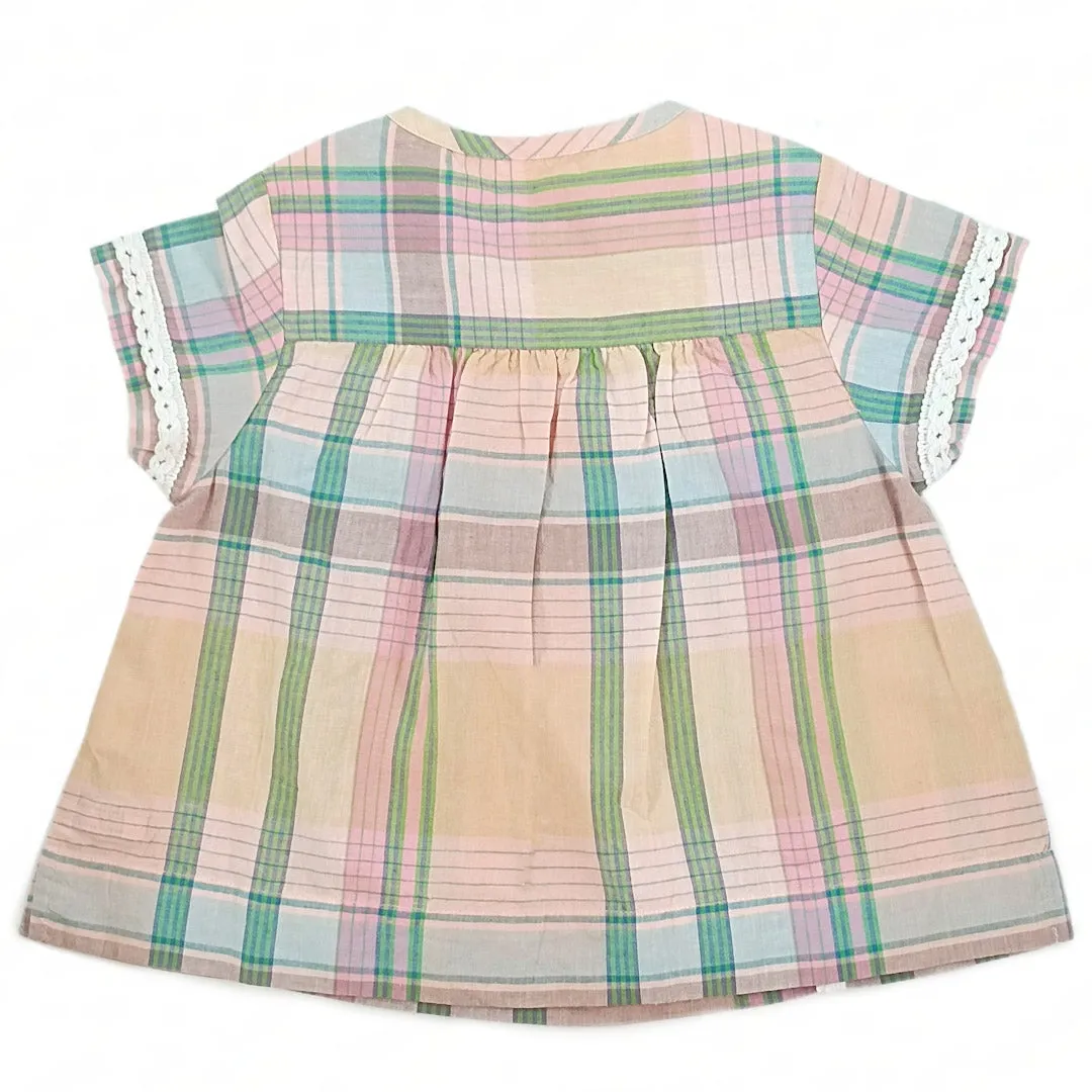 Girls flared madras checked cotton