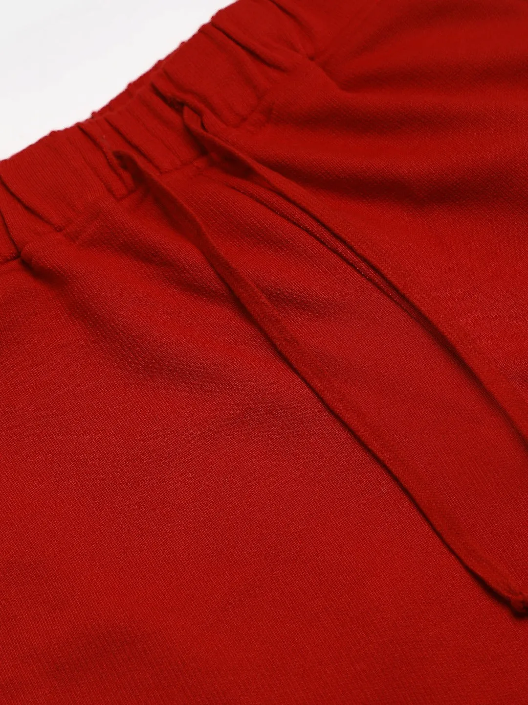 Girls Red Solid Basic Joggers