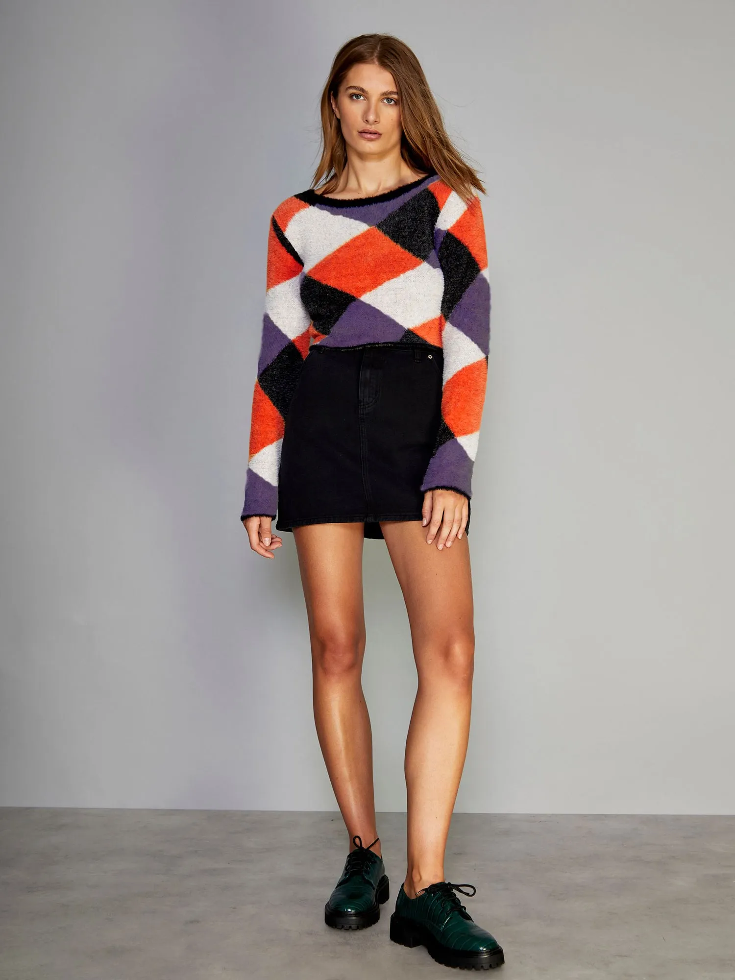 Glamorous Purple Orange Multi Cropped Jumper