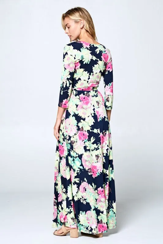 Grace Faux Wrap Floral Maxi Dress