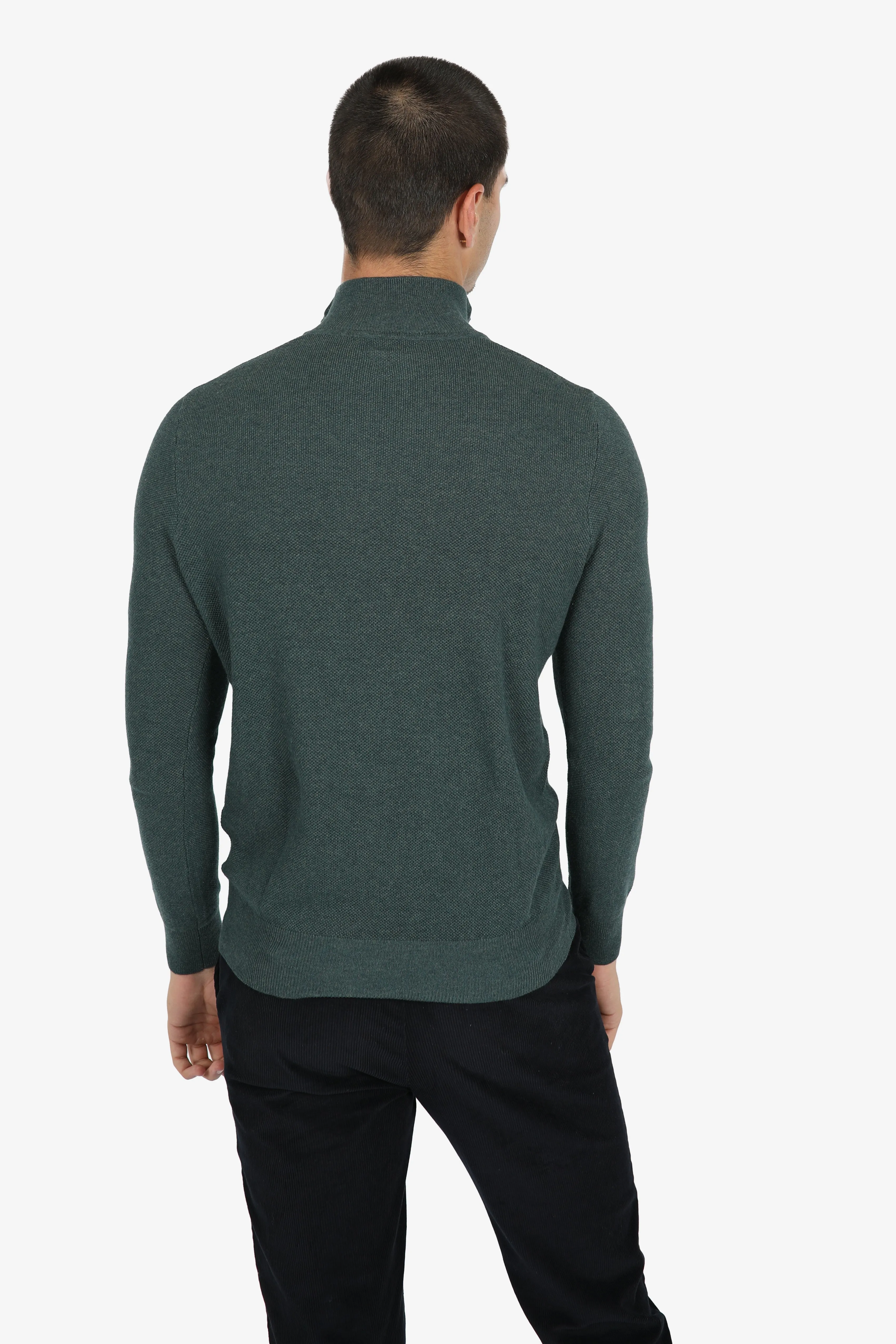 Green Marle Cotton Cashmere diamond Knit Jumper