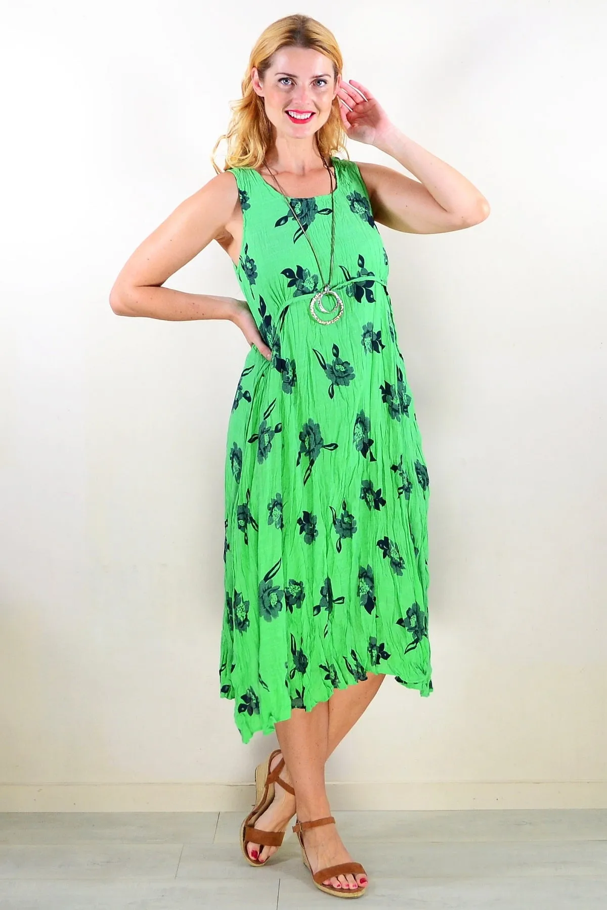 Green Sleeveless Tunic Dress