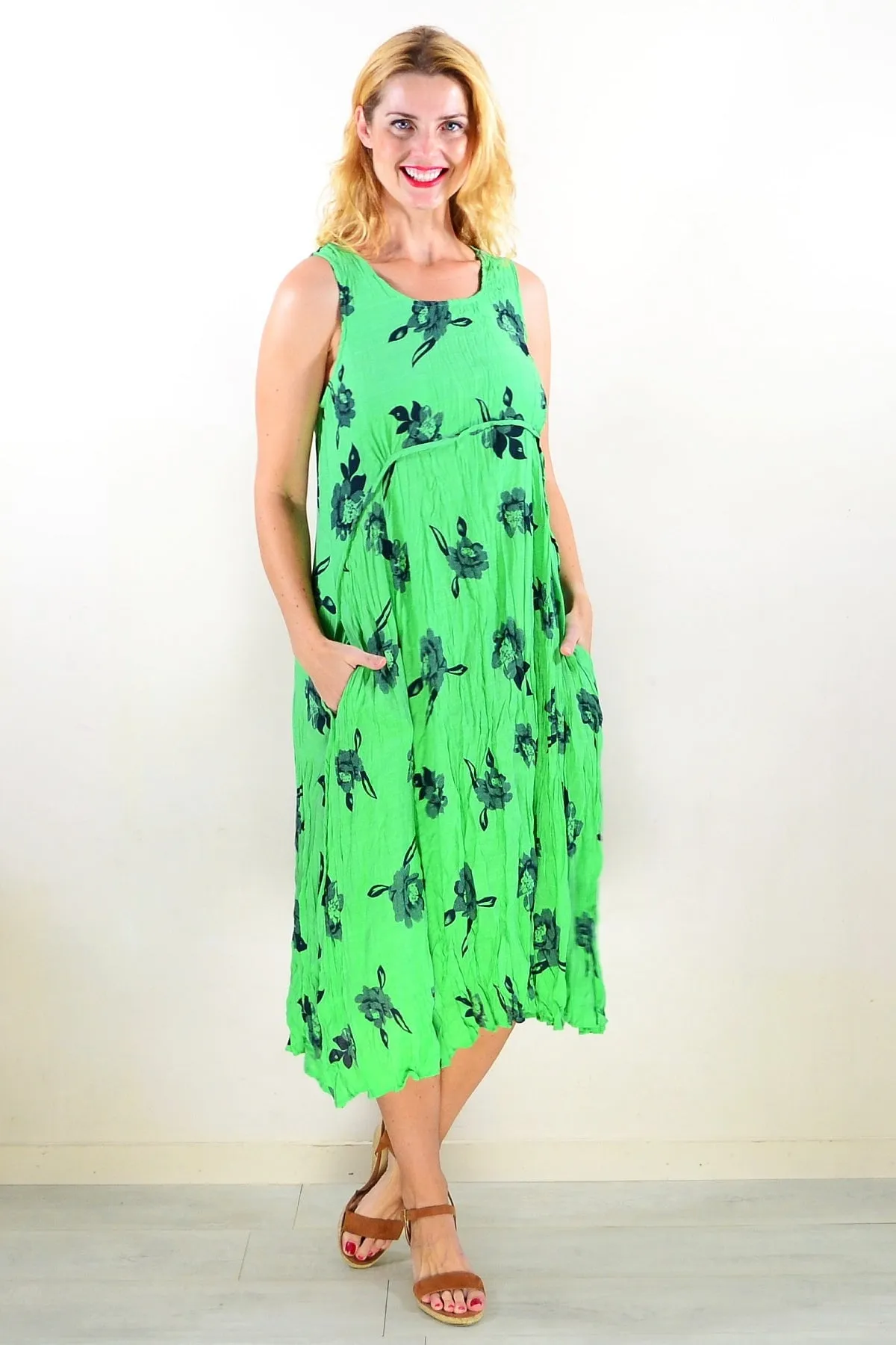 Green Sleeveless Tunic Dress