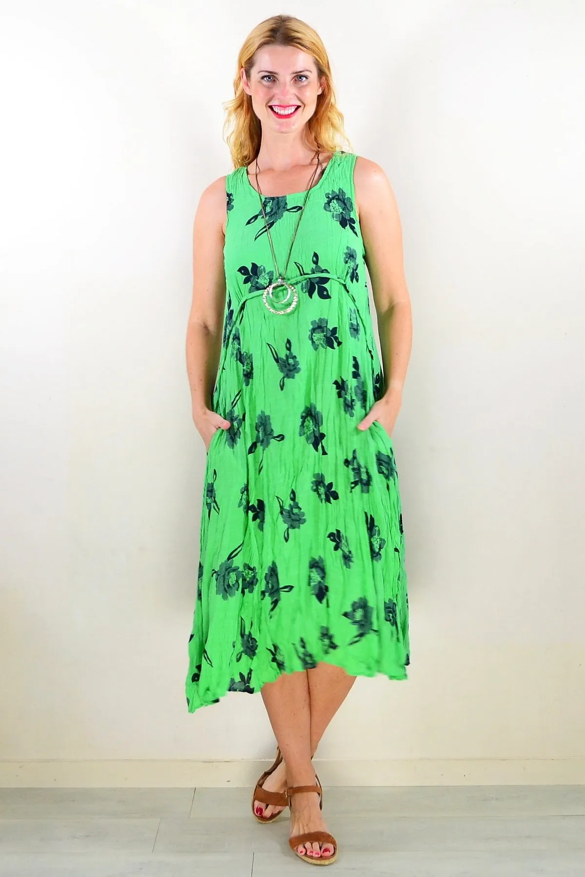 Green Sleeveless Tunic Dress