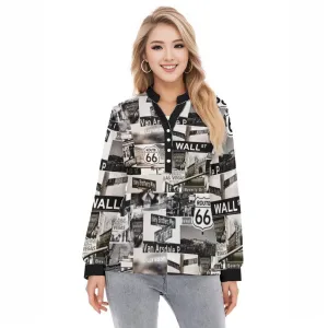 Greyed Streets Women's Long Sleeve Blouse With Button Closure