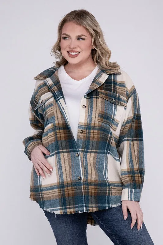 Hazelwood Plus Size Yarn Dyed Plaid Shirt Jacket