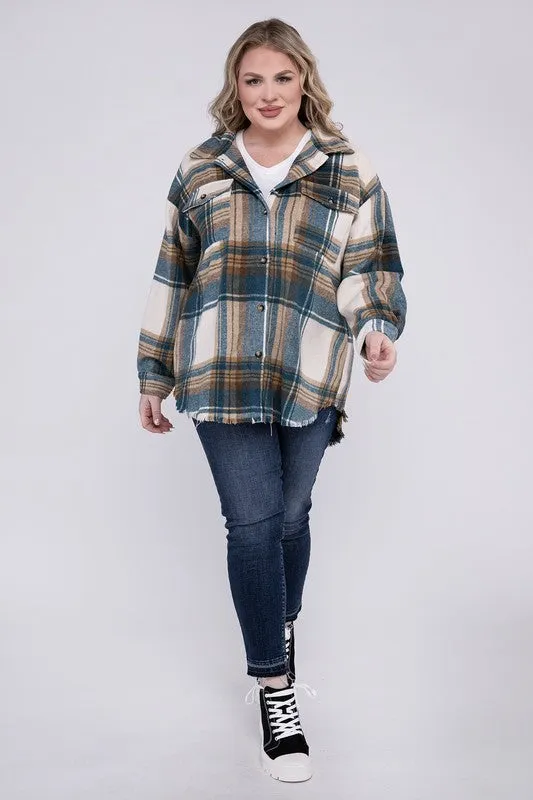 Hazelwood Plus Size Yarn Dyed Plaid Shirt Jacket