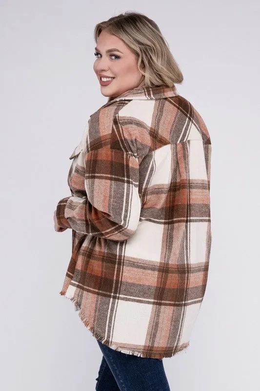 Hazelwood Plus Size Yarn Dyed Plaid Shirt Jacket