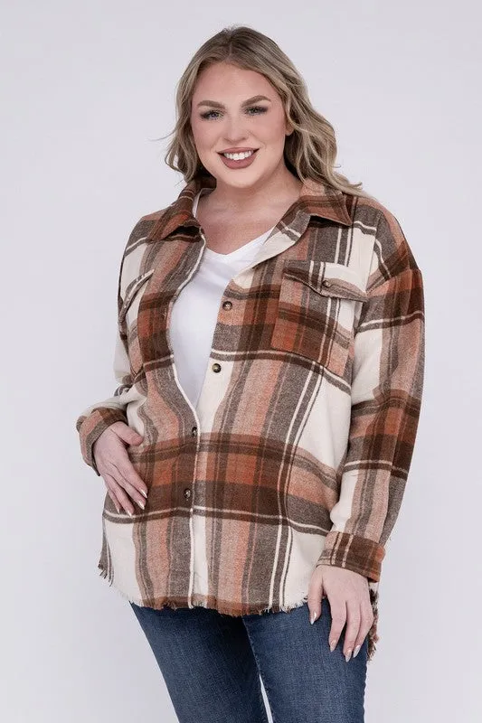 Hazelwood Plus Size Yarn Dyed Plaid Shirt Jacket