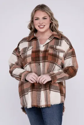 Hazelwood Plus Size Yarn Dyed Plaid Shirt Jacket