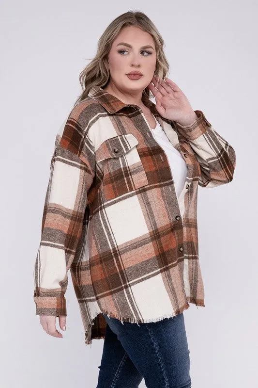 Hazelwood Plus Size Yarn Dyed Plaid Shirt Jacket