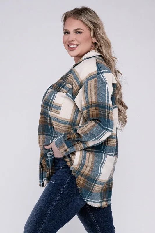 Hazelwood Plus Size Yarn Dyed Plaid Shirt Jacket