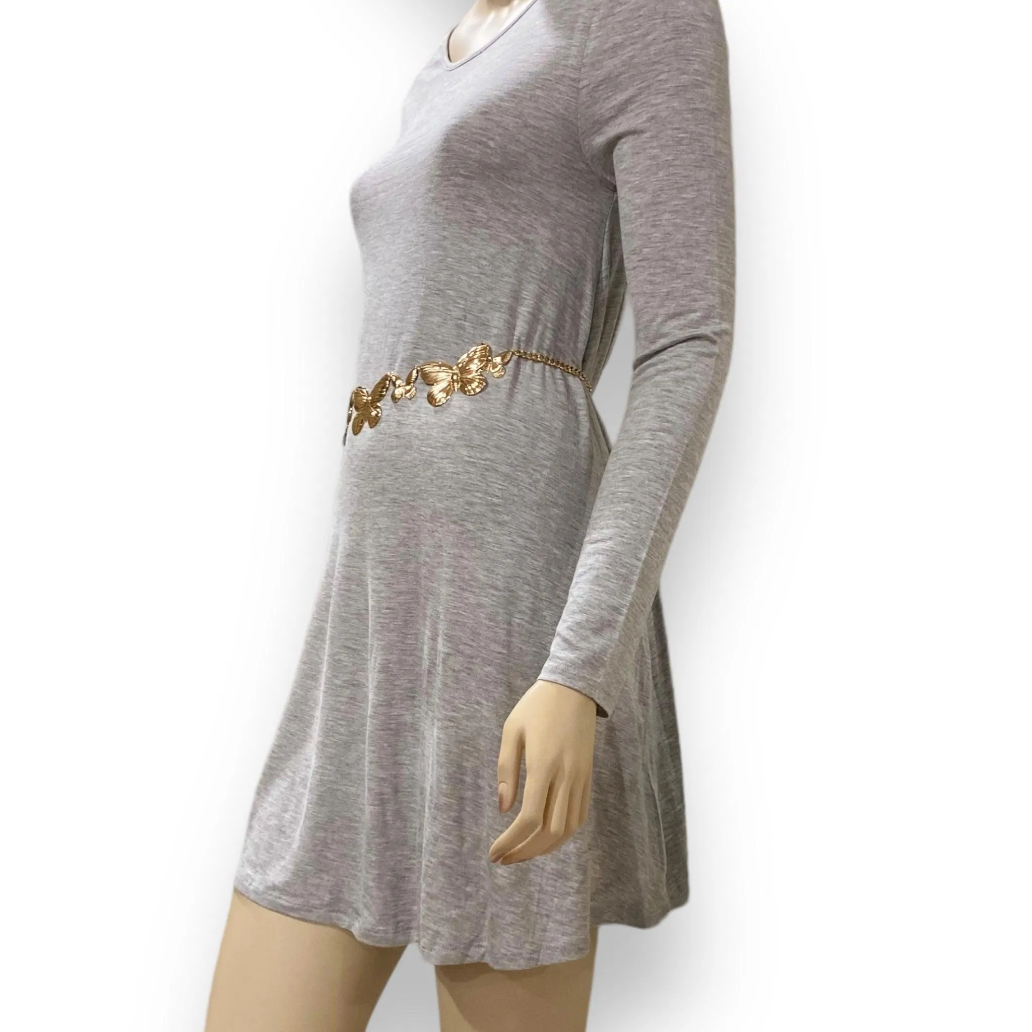 Heather Gray Long Sleeve Tunic Dress Top