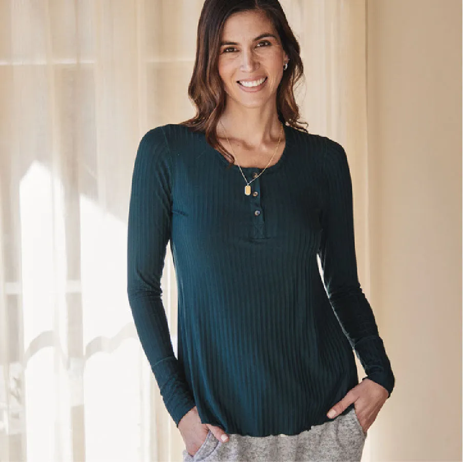 Henley Long Sleeve Bra Top - Final Sale