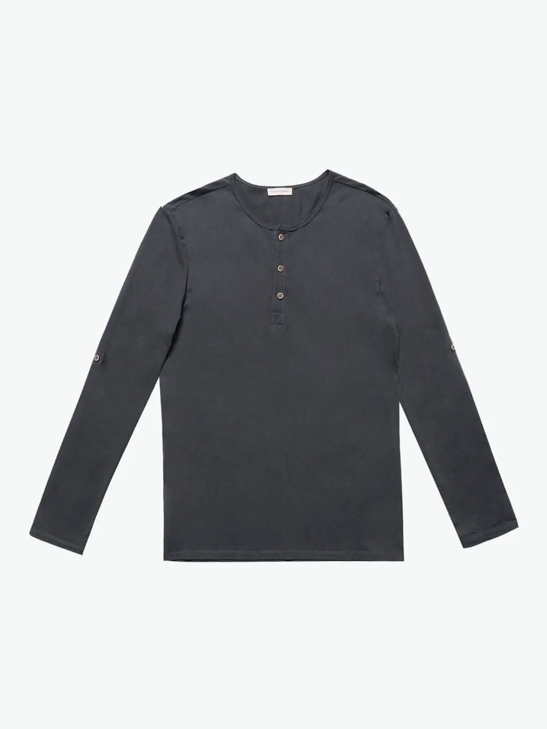 Henley Organic Cotton Long Sleeve T-shirt Asphalt Grey