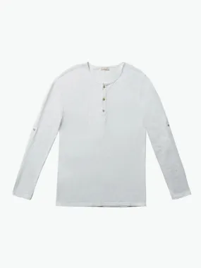 Henley Organic Cotton Long Sleeve T-shirt White