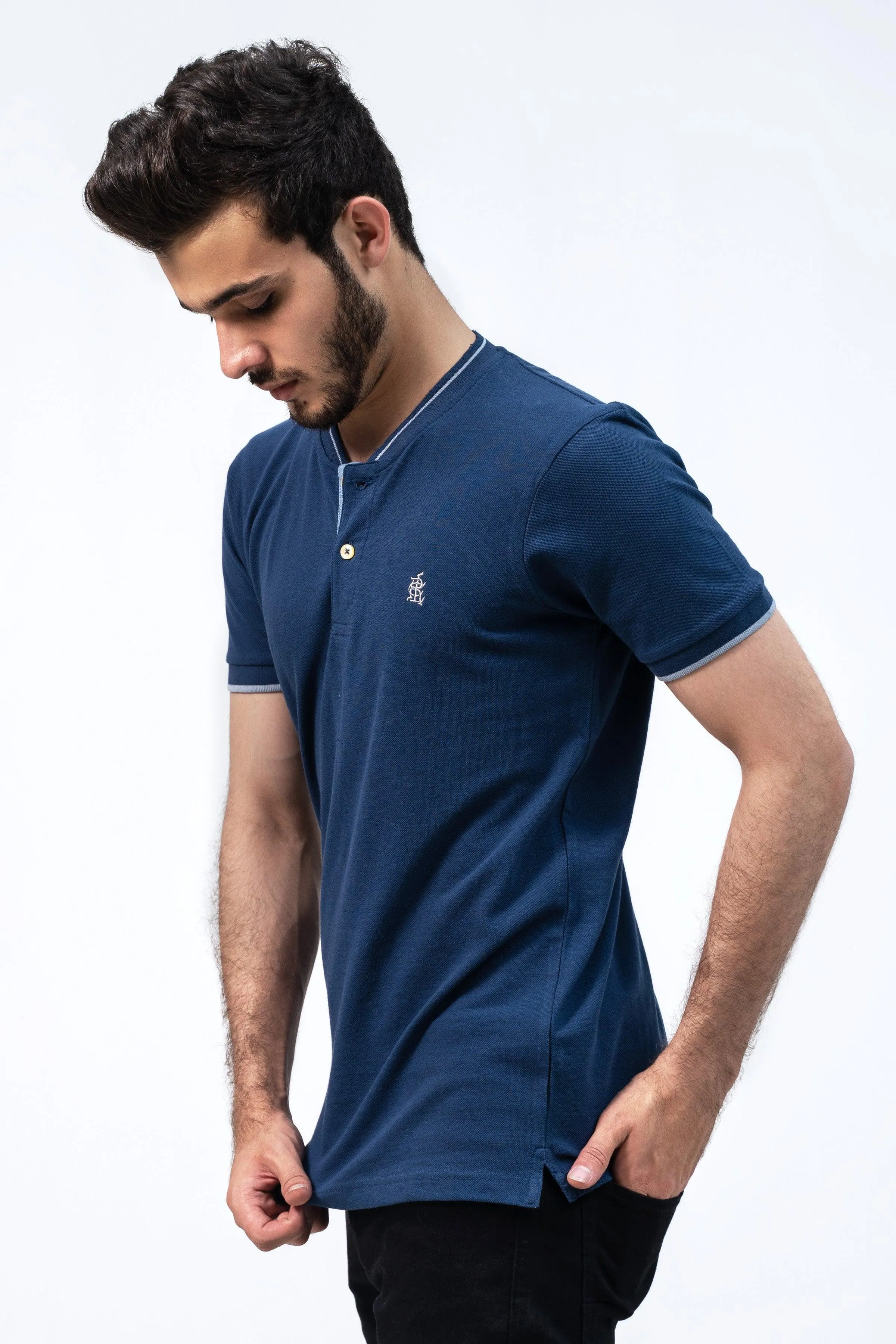 HENLEY T-SHIRT BLUE