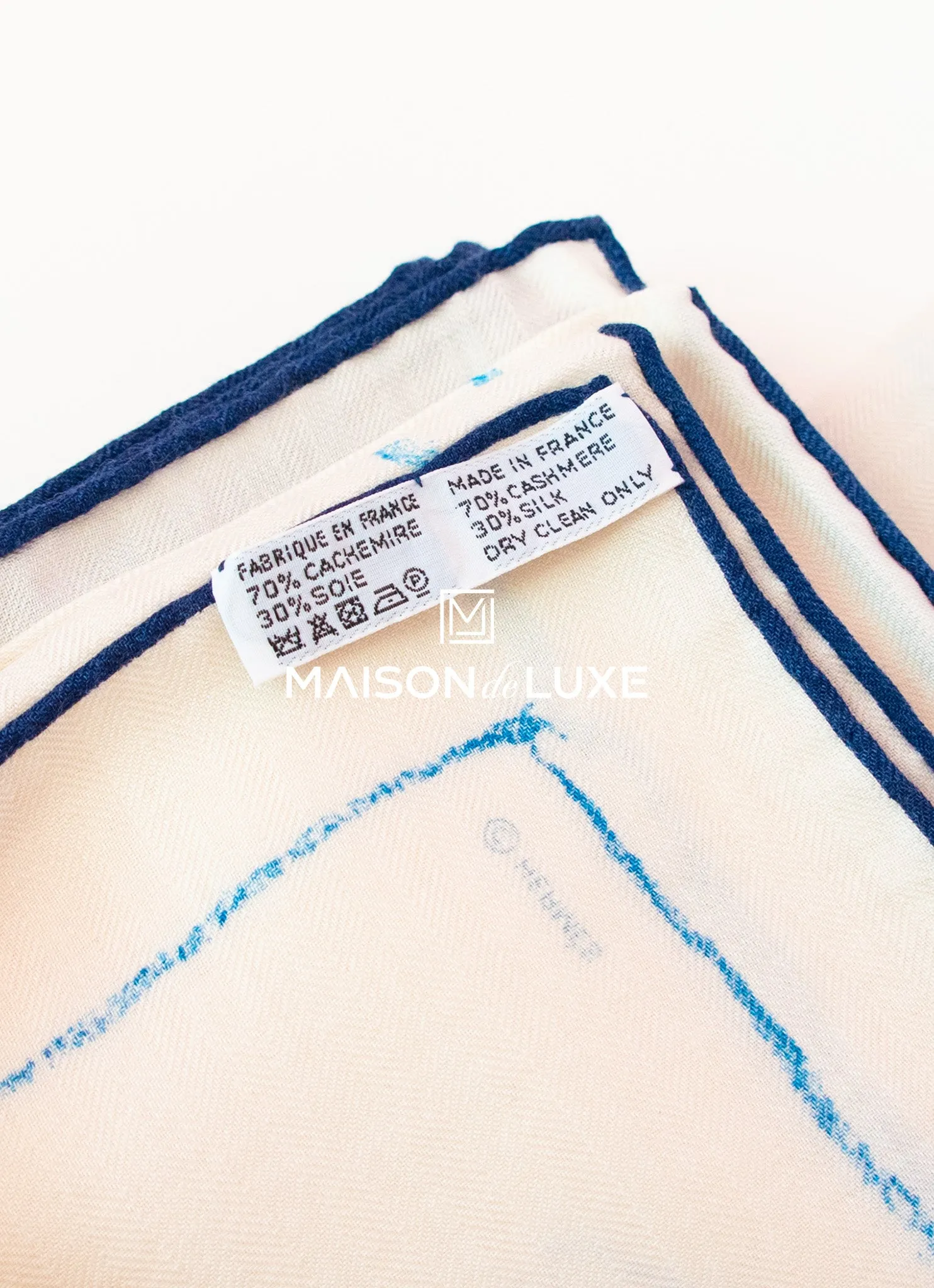 Hermes "Pirouette au Galop" White Cashmere 140 GM Shawl