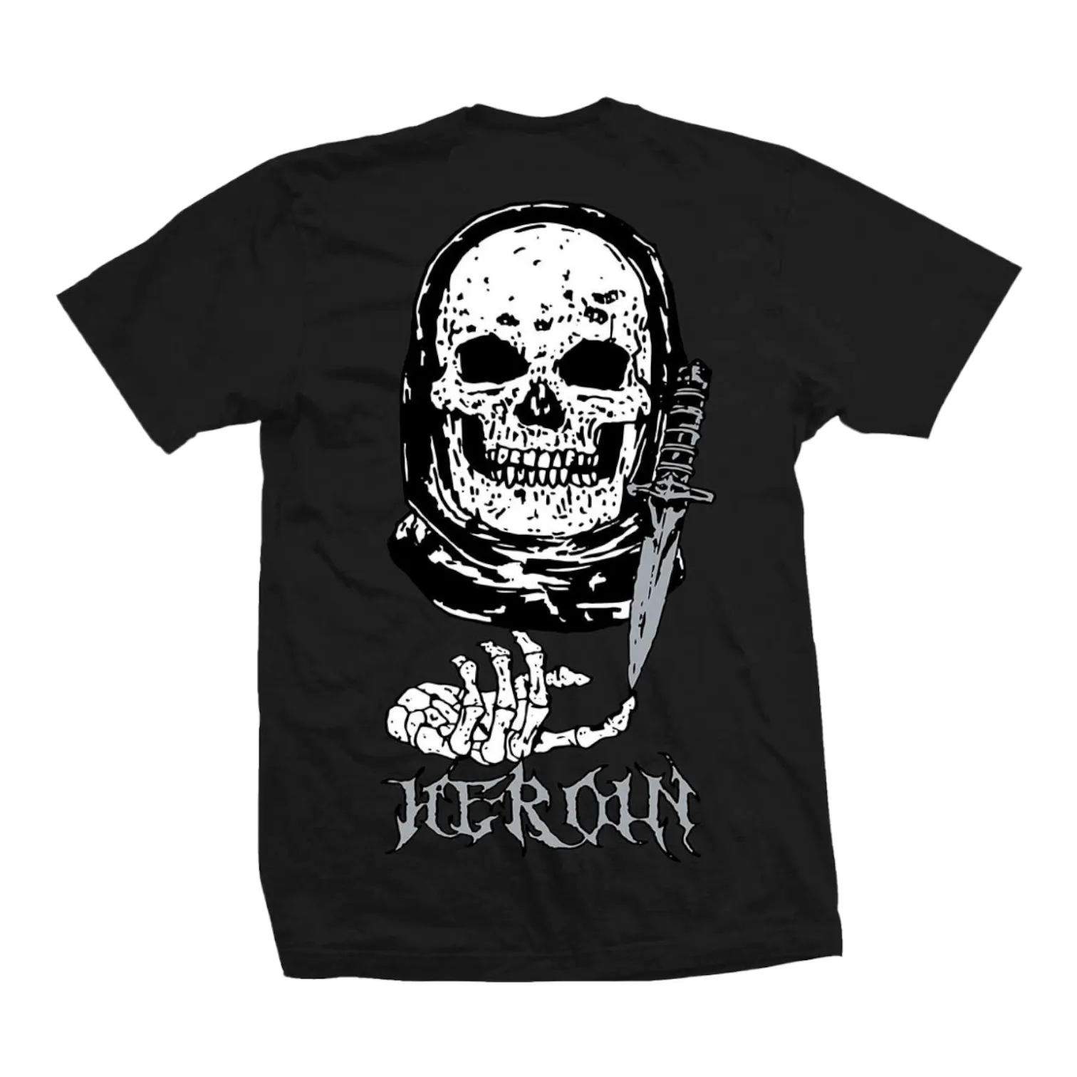 Heroin Video City Skull T Shirt Black