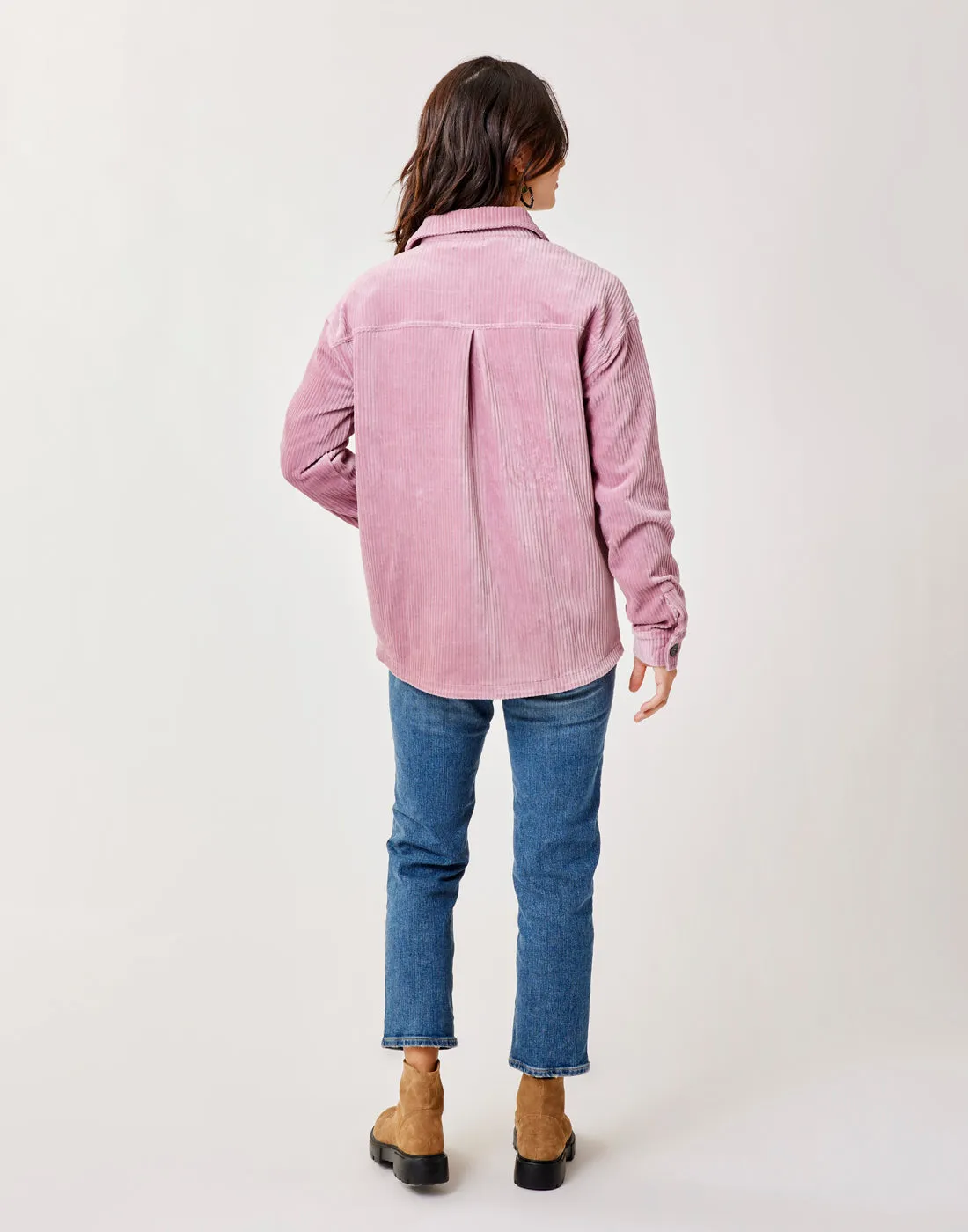 Hudson Stretch Cord Shacket: Orchid