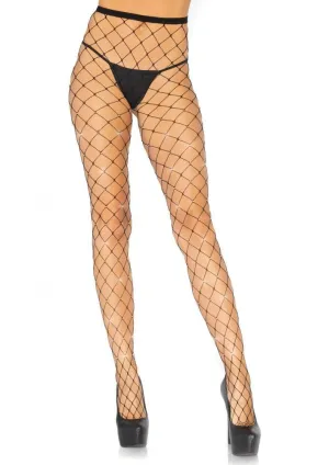 Iridescent Rhinestone Fence Fishnet Stockings