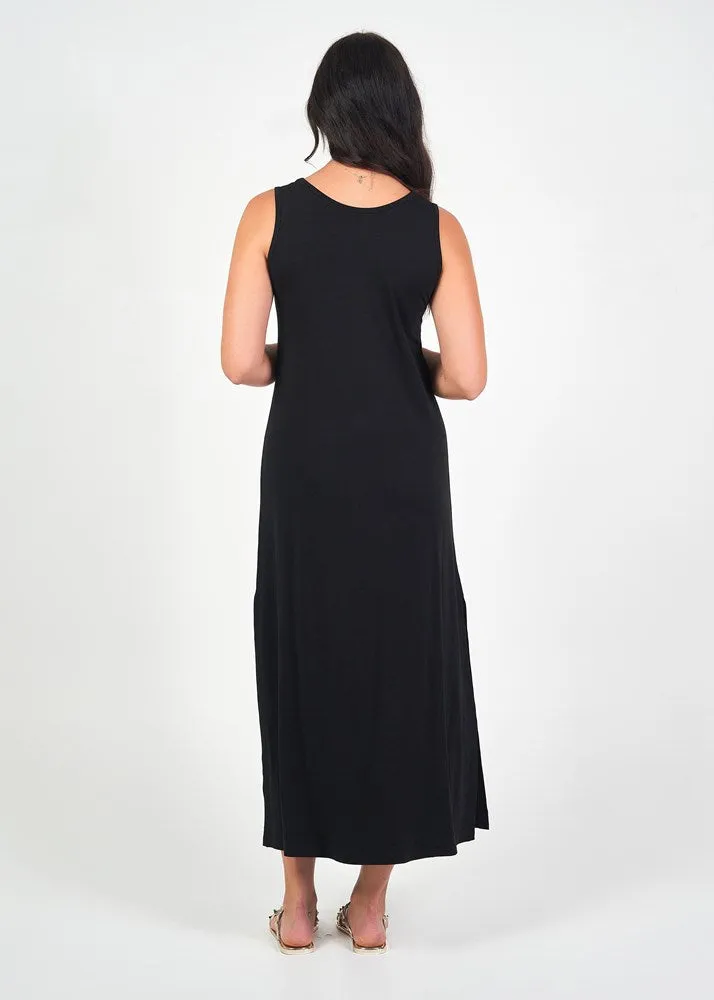 Janet Sleeveless Bamboo Maxi Dress - Black