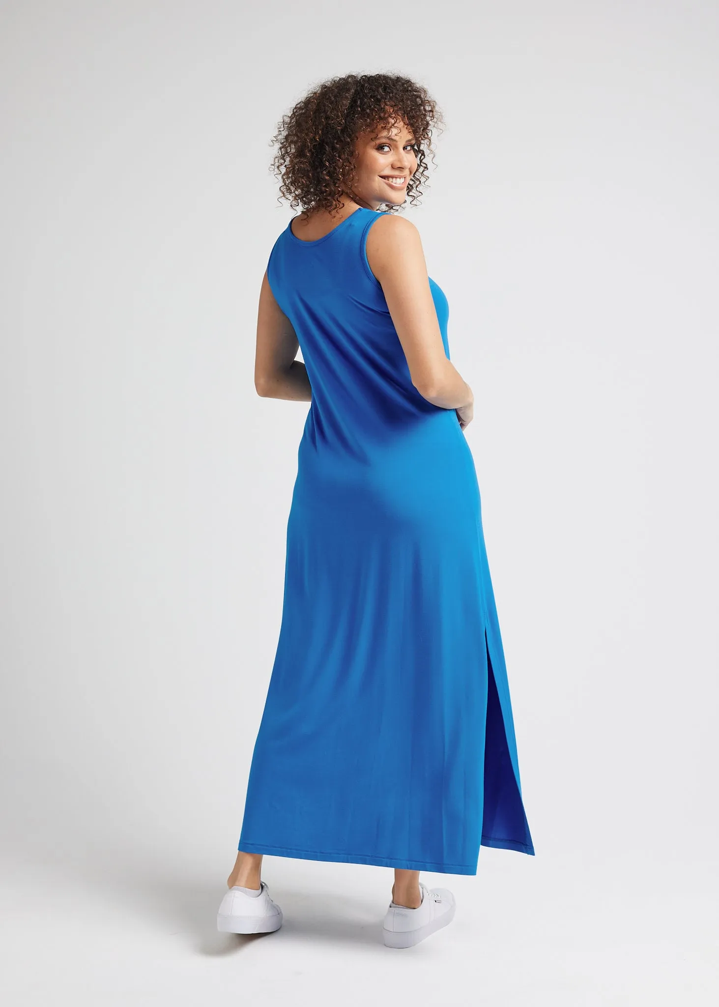 Janet Sleeveless Bamboo Maxi Dress - Cobalt