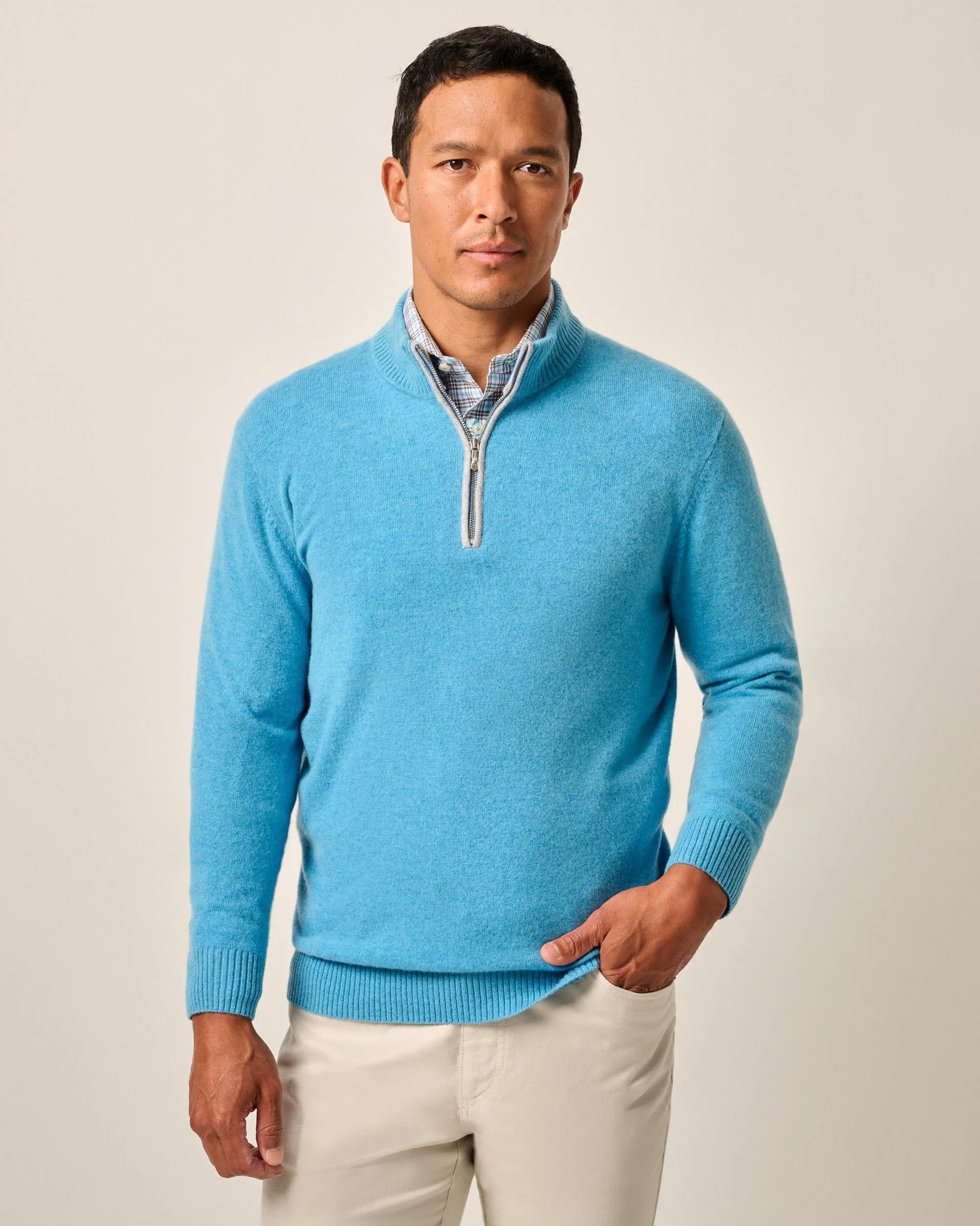 Johnnie-O Mayfair Iceland Blue Pure Cashmere 1/4 Zip