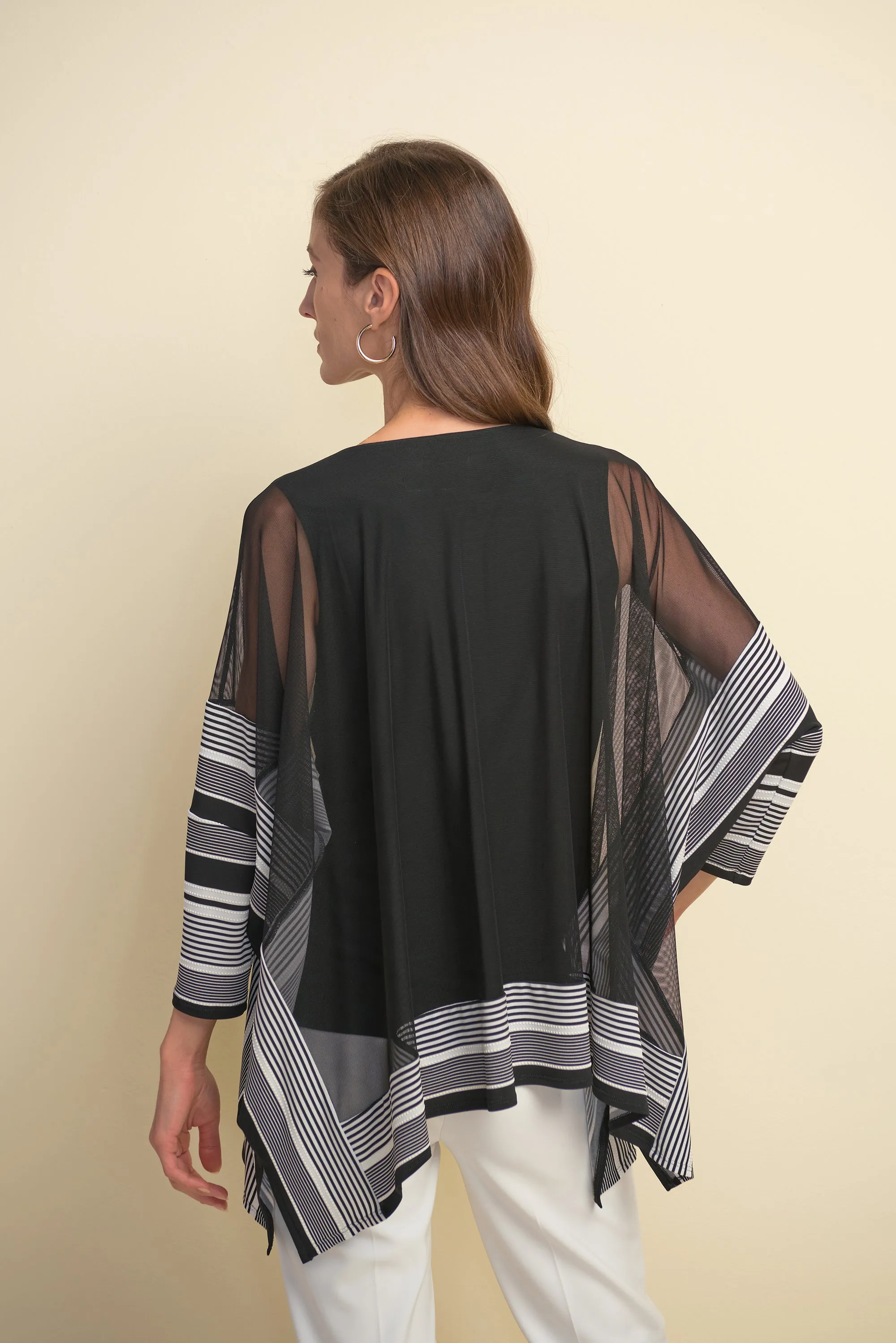 Joseph Ribkoff Stripe Print, chiffon Overlay Tunic