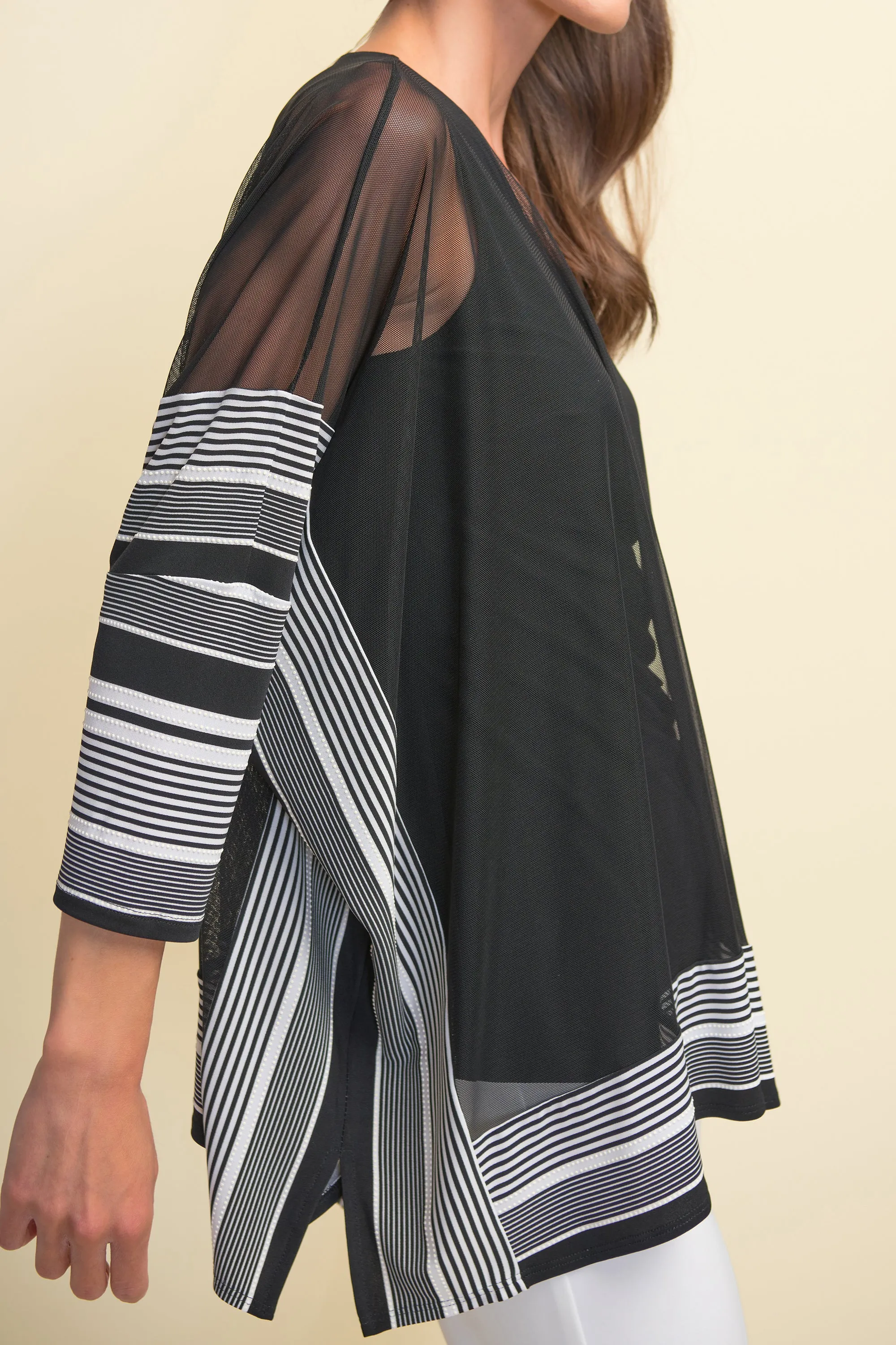 Joseph Ribkoff Stripe Print, chiffon Overlay Tunic