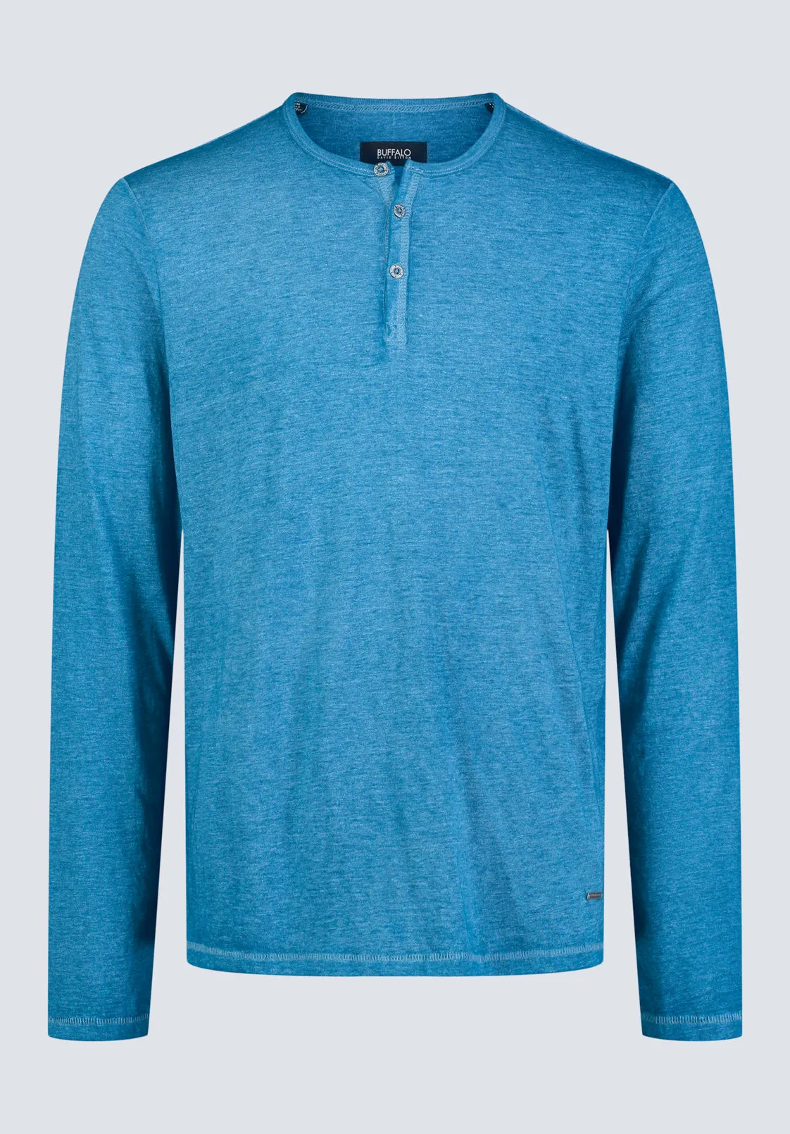 Kaduk Men's Long-Sleeve Burnout Henley Top, Atlantic Blue - BM24237