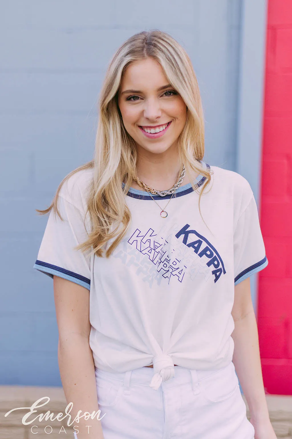 Kappa Kappa Gamma Blue Double Ringer Tee