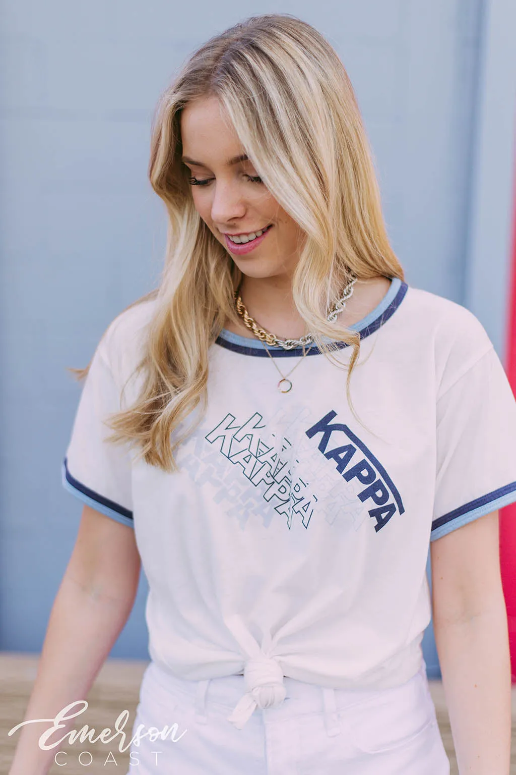 Kappa Kappa Gamma Blue Double Ringer Tee