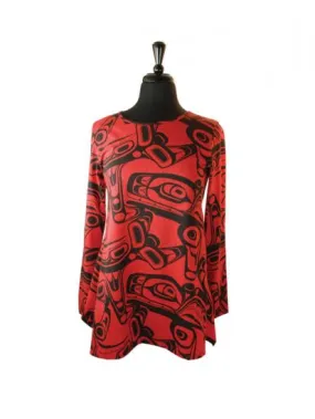 Kelly Robinson Whale All Over Print Ladies Tunic - Red