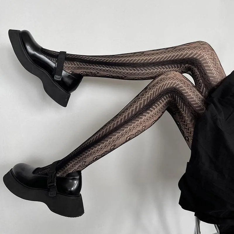 Lace fishnet solid tights