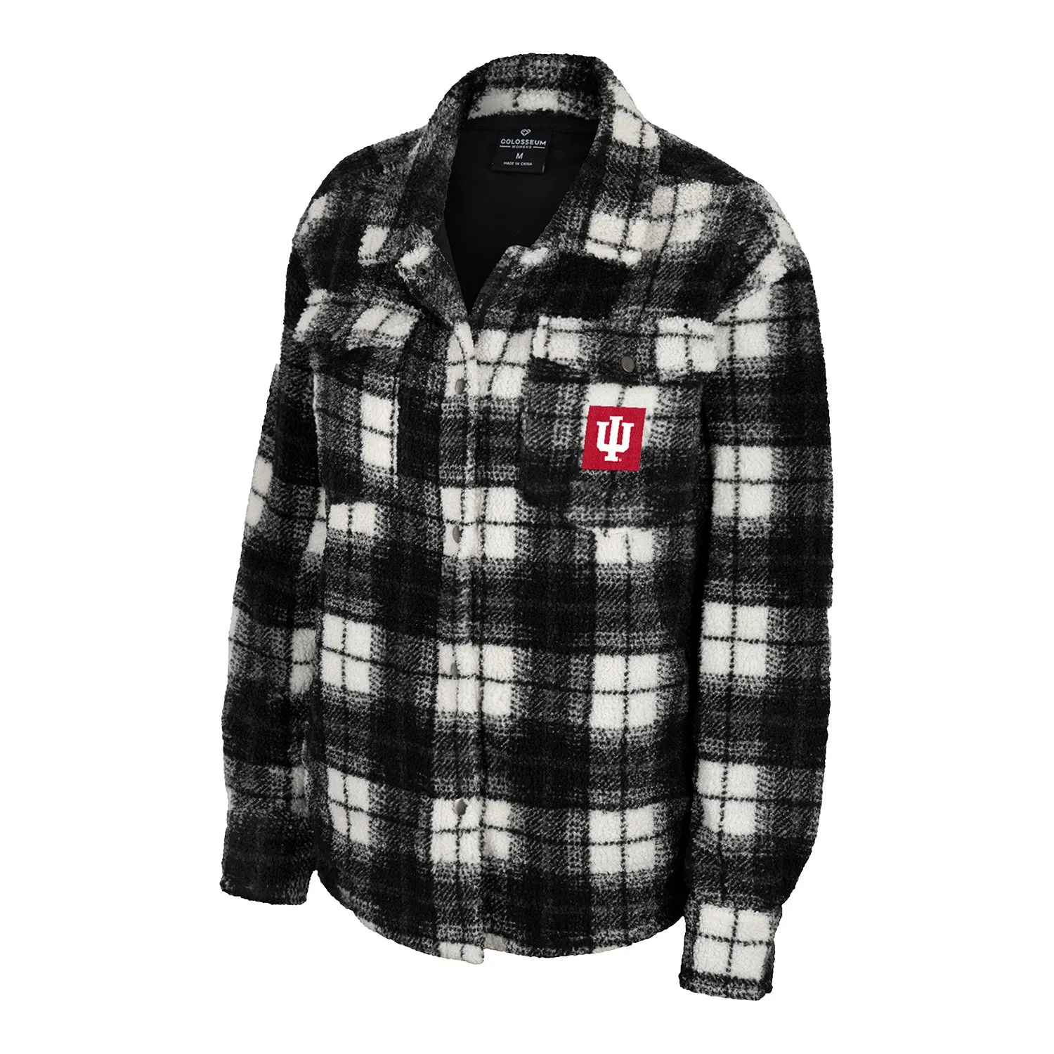 Ladies Indiana Hoosiers Hug Me Plaid Black Shacket