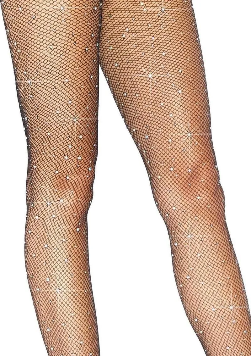 Leg Avenue Fishnet Crystalized Tights with Multi Sized Rhinestones