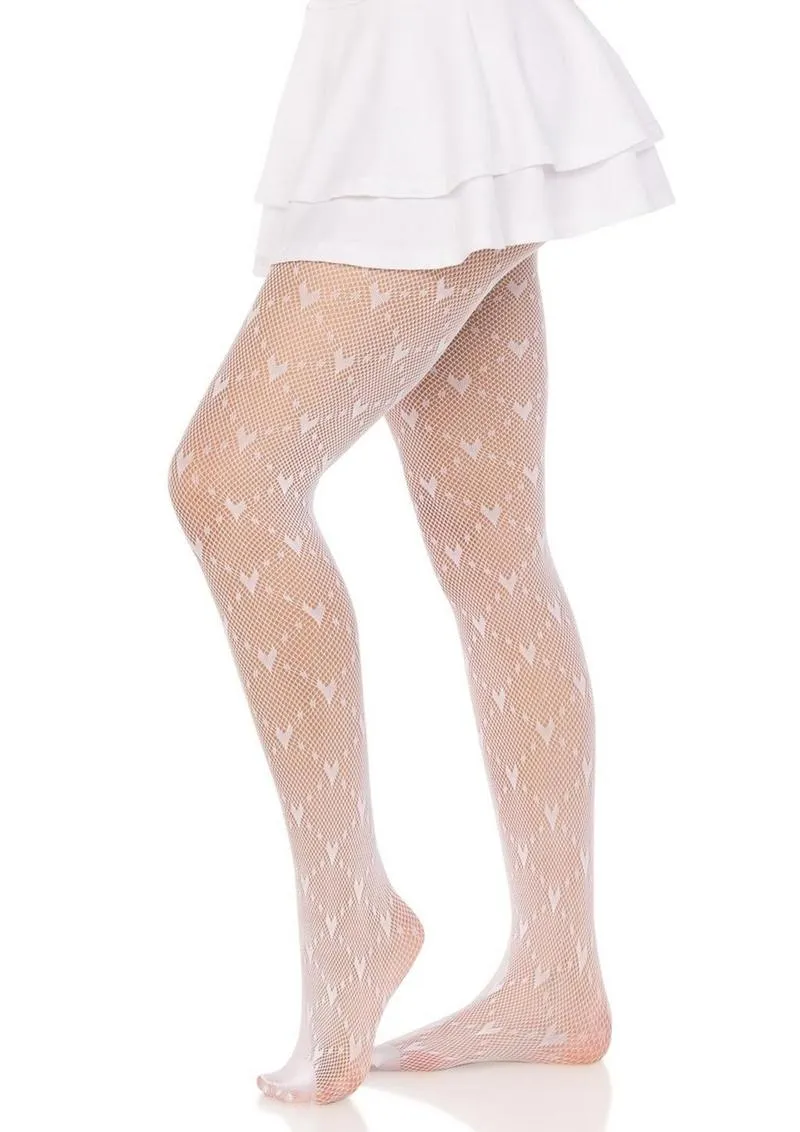 Leg Avenue Love Struck Heart Net Tights