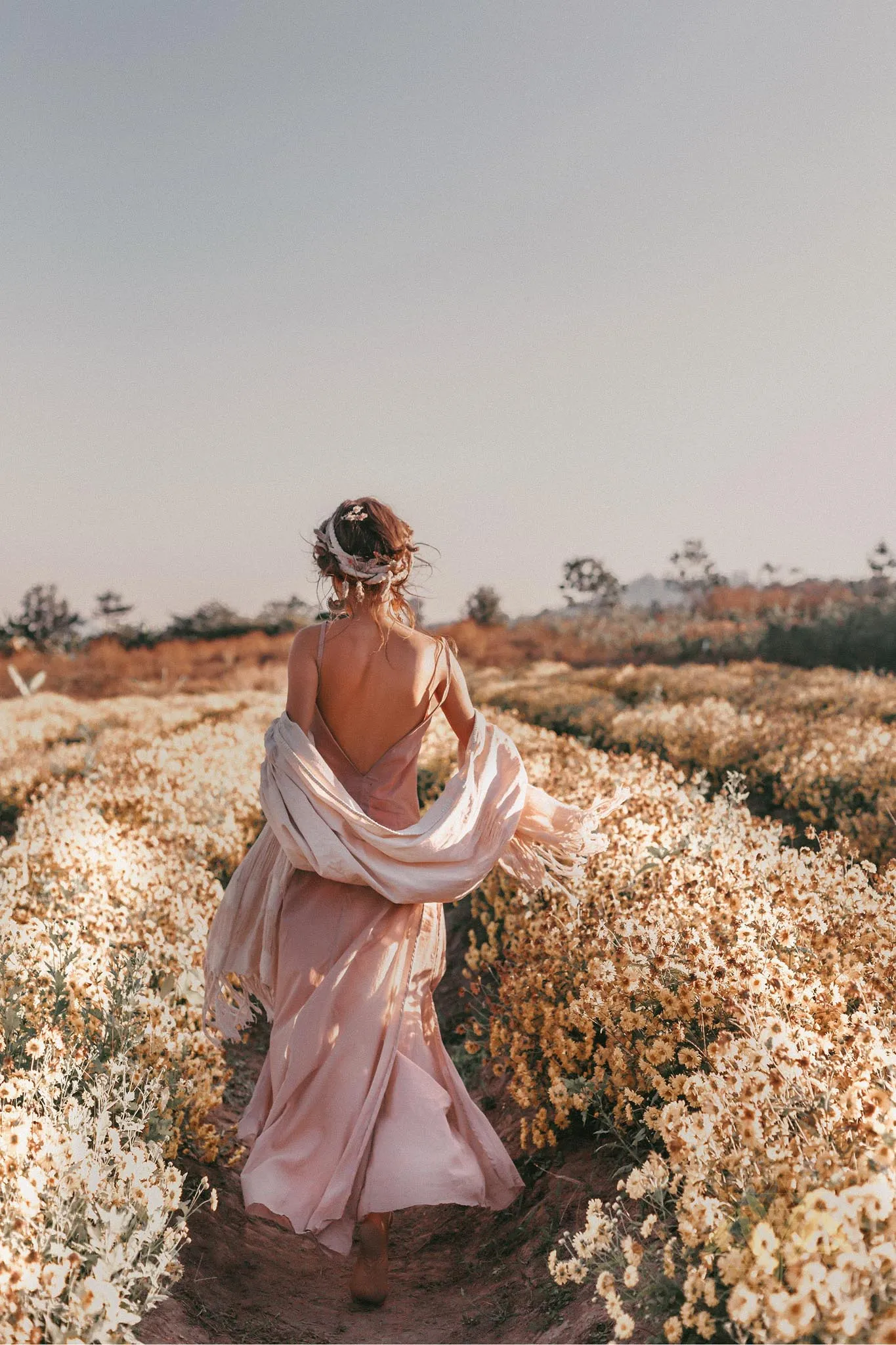 Long Maxi Boho Dress • Rose Gold Bridesmaid Bohemian Tribal Dress