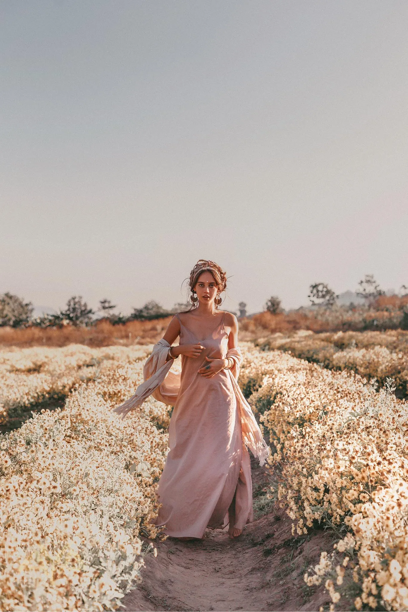 Long Maxi Boho Dress • Rose Gold Bridesmaid Bohemian Tribal Dress