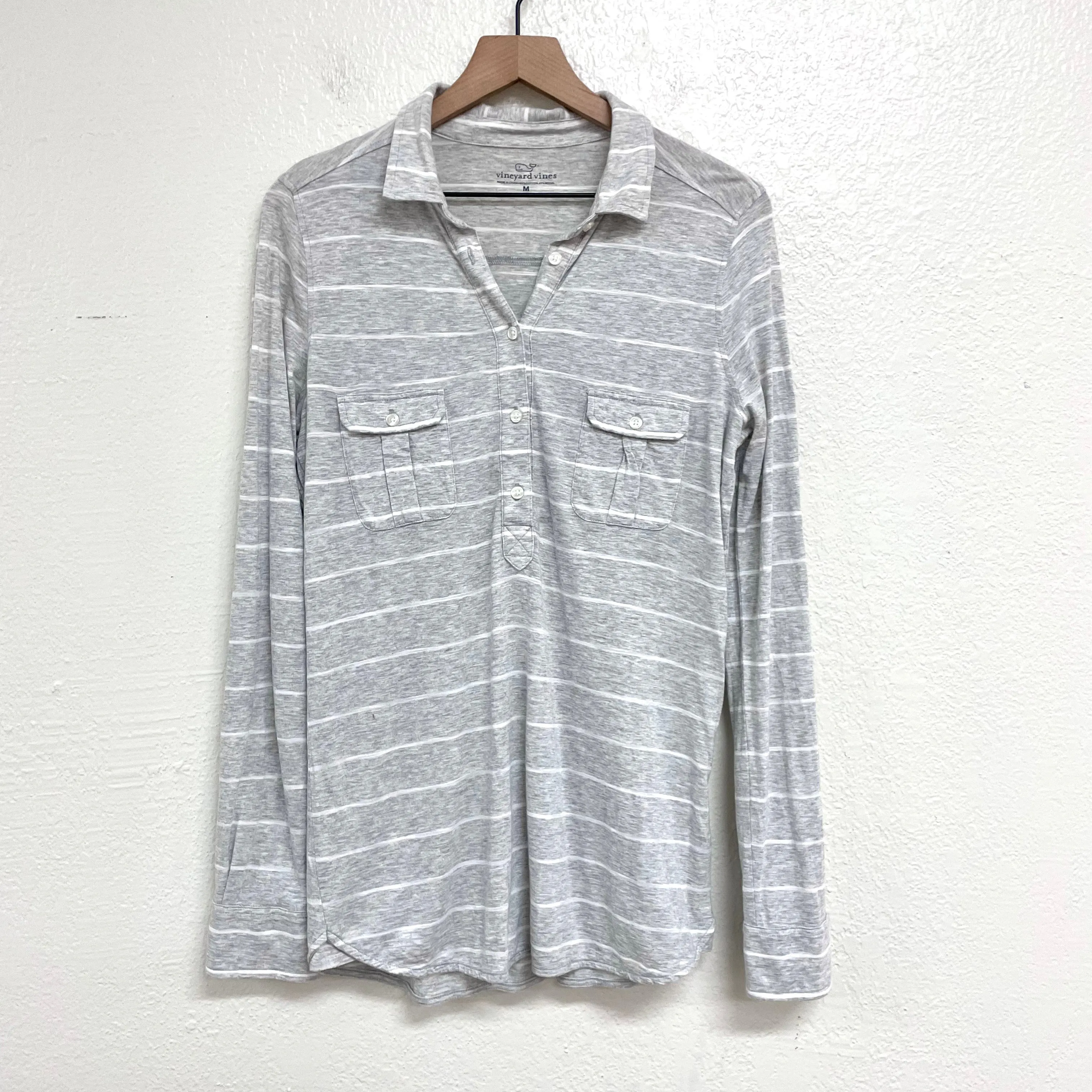 Long Sleeve Striped Polo