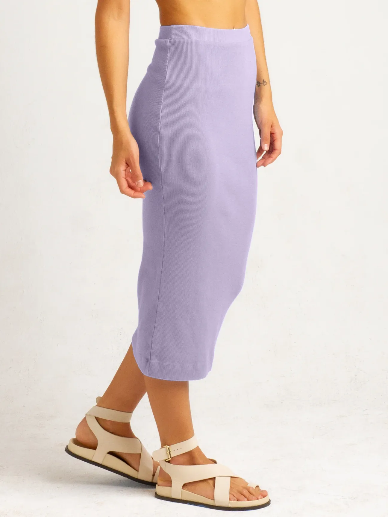 Lucas Italian Terry Fitted Midi Skirt