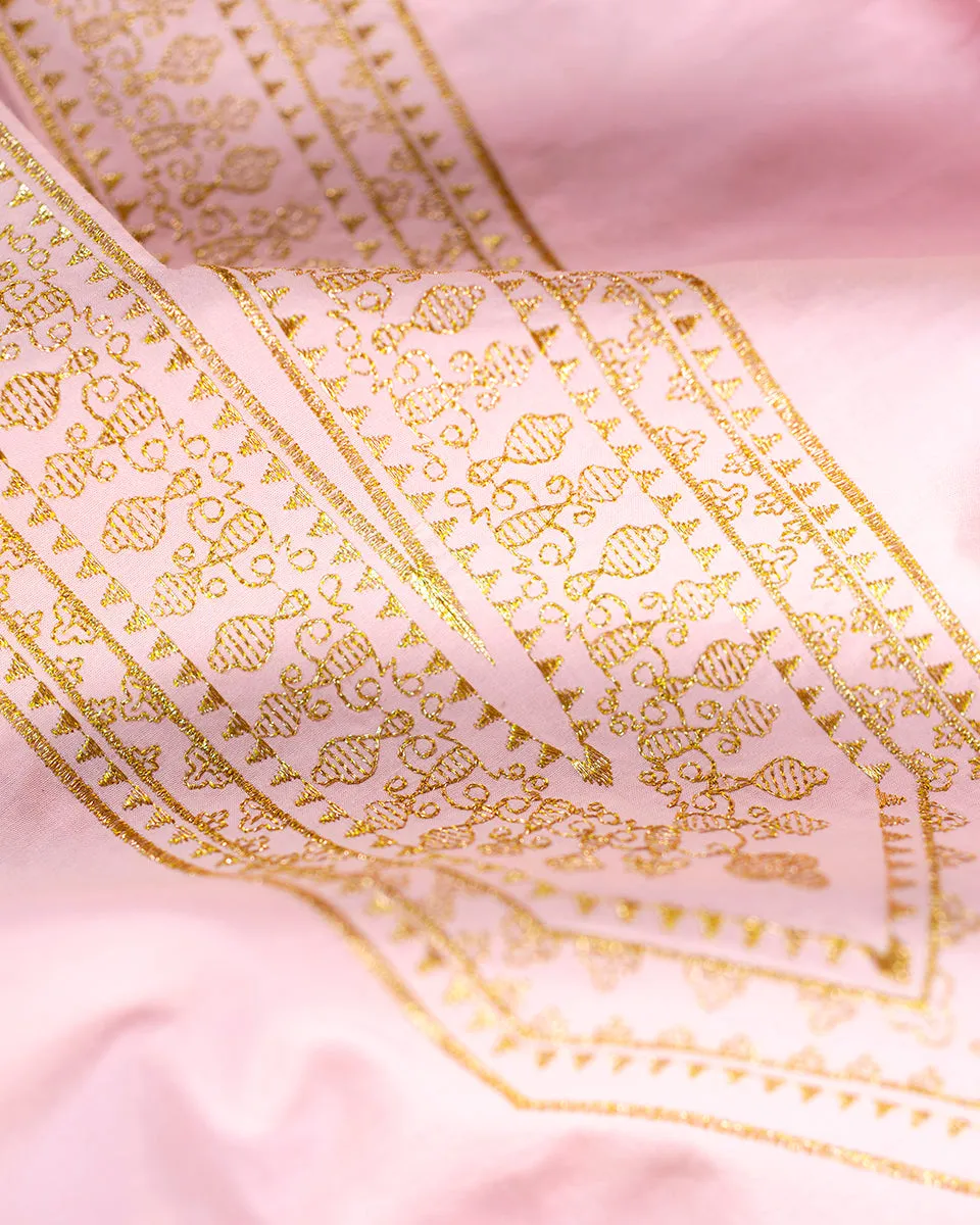 Maharani Tunic in Blush Pink Embroidered in Gold Filigree