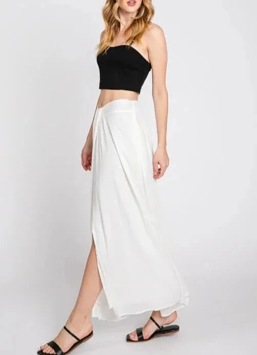 Mamma Mia Center Slit Maxi Skirt in White